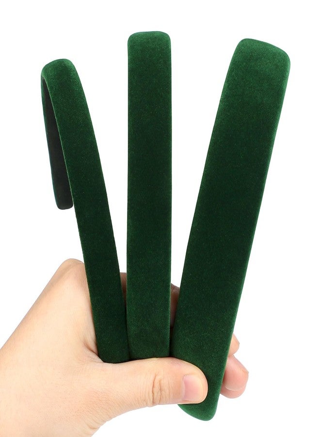 Etercycle Green Headband, 3 Different Width Thick Headbands for Women, Velvet Sponge Hairband Soft Vintage Hair Bands Padded Head Bands Hair Accessories - Image 1